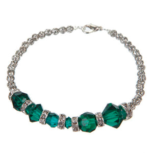 Pulsera De Cristales Esmeralda Con Bola De Filigrana