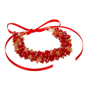 Pulsera De Cristales Engarzados Con Listón