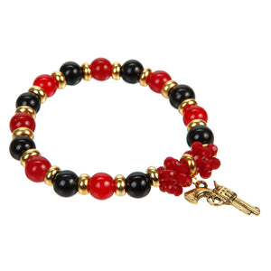 Pulsera Con Dije De Vaquero Rojo/Negro