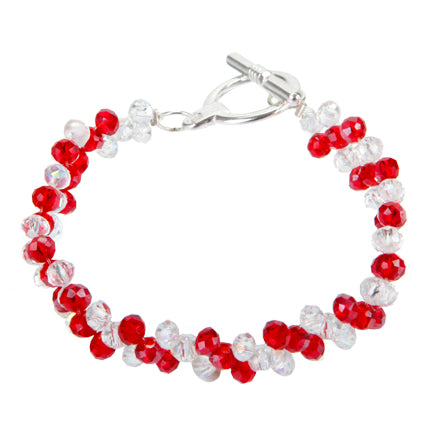Pulsera De Rondeles Cristal Y Rojo