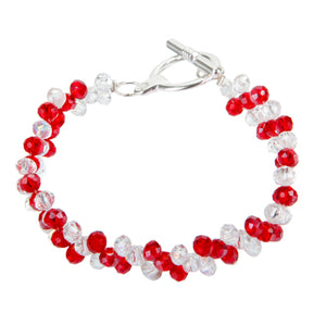 Pulsera De Rondeles Cristal Y Rojo