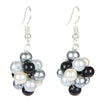 Fantasías Miguel Clave:GF187 Aretes Con Enjambres De Perlas Blanco/Negro