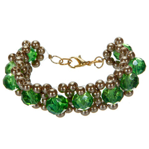 Pulsera De Cristales Esmeralda Y Perlas Topacio