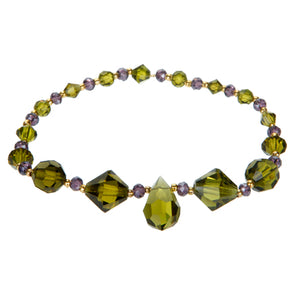 Pulsera De Cristal Olivo Y Morado