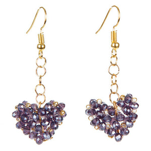 Aretes Con Corazones De Rondel Morado