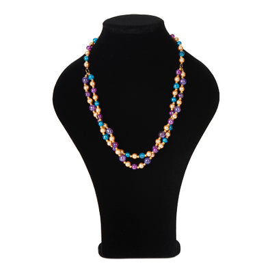 Fantasías Miguel Clave:GF213 Collar Doble Con Perlas Y Cristales Redondos