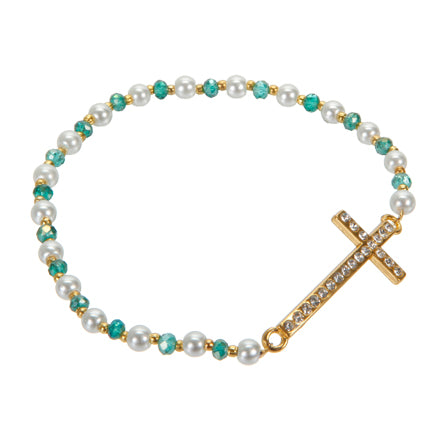 Pulsera Con Cruz De Pedreria