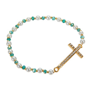 Pulsera Con Cruz De Pedreria