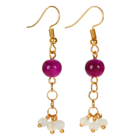 Aretes Con Cuenta Redonda Morada