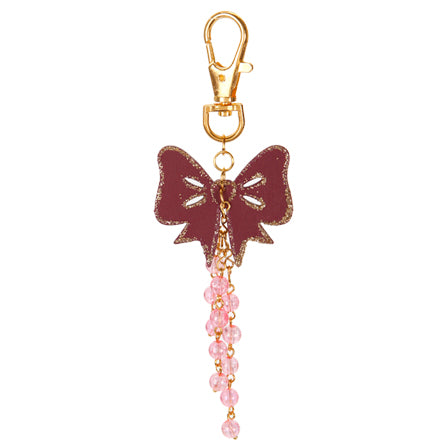 Llavero Con Moño Y Cuenta Cristal Rosa