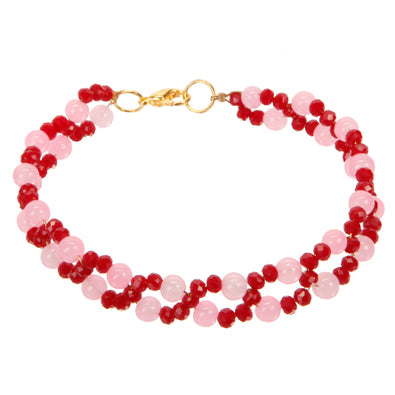 Fantasías Miguel Clave:GF371 Pulsera Cruzada Rosa/Rojo