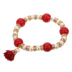 Fantasías Miguel Clave:GF373 Pulsera Con Cuenta Roja Y Dije De Flor