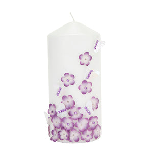 Vela Con Pétalos De Flor Y Cristales