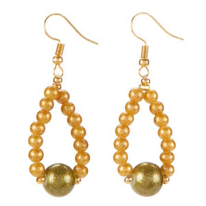 Aretes Gota De Perlas Oro-Verde