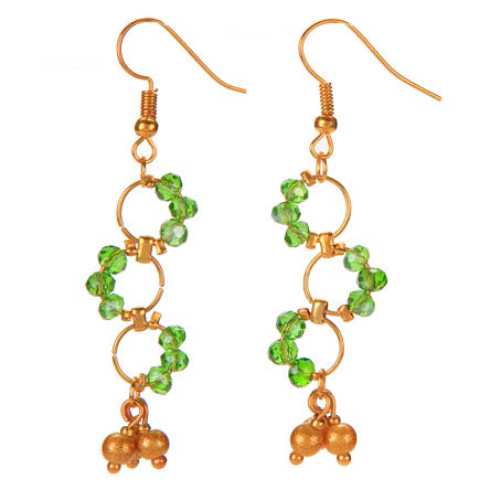 Aretes De Argollas Oro Con Rondeles Esmeralda