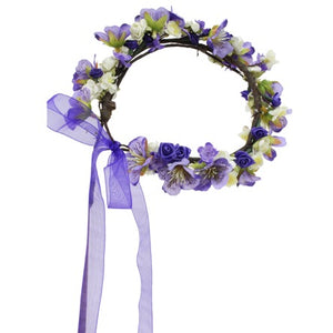 Corona Con Orquídeas Y Rosas Morado-Blanco