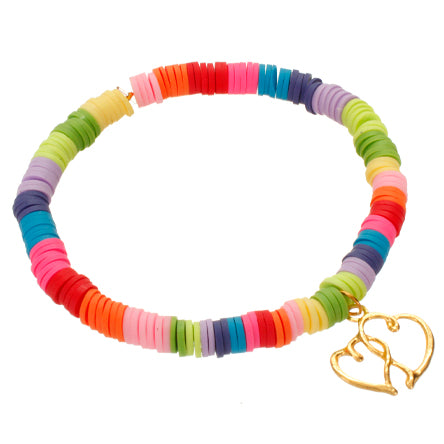Pulsera Heishi Con Corazones