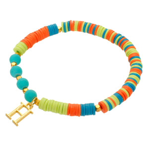 Pulsera Heishi Multicolor Con Caucho