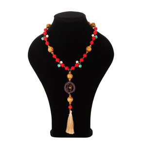 Collar Caucho Rojo Con Borla