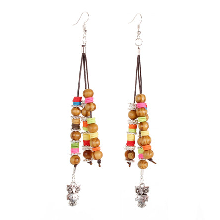Aretes Cuenta Madera Con Heishi