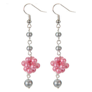 Aretes Enjambre Perlas Destello Rosa