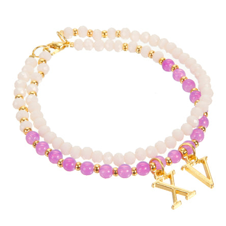 Pulsera Xv Años Con Cuenta Redonda Y Rondel Facetado