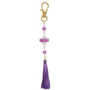 Llavero Para Bolsa Con Cuenta Caucho Morado Y Borla