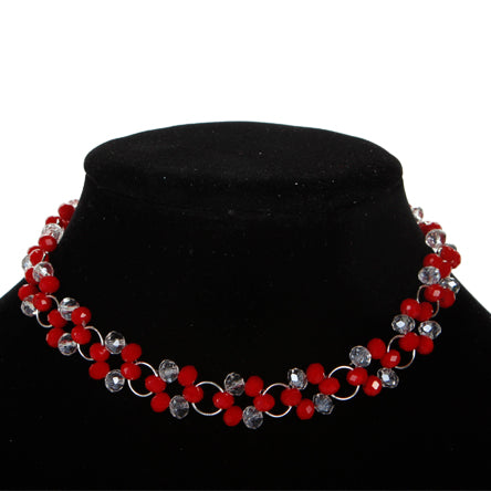 Collar Con Argollas Y Rondel Rojo