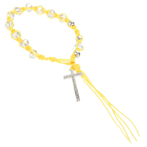 Decenario Con Cordon Fantasia Amarillo Y Rondel Cristal