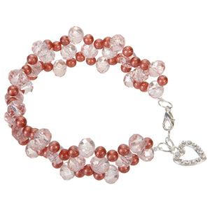 Pulsera Tejida Con Perla Y Rondel Cristal