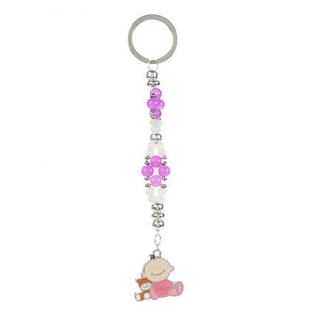 Llavero Baby Shower Rosa Con Dije