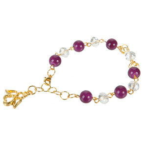 Pulsera Con Cuenta Redonda Brillante Morada Y Rondel Cristal