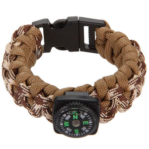 Pulsera Con Cordón Paracaidas Cafe/Combinado Con Brujula
