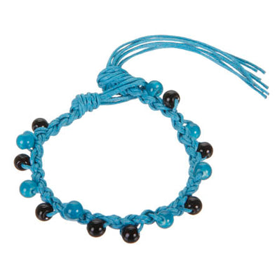 Fantasías Miguel Clave:IA329 Pulsera Con Cordón Encerado Azul Y Cuenta Redonda