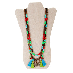 Collar Con Cuenta Redonda Caucho Y Medalla