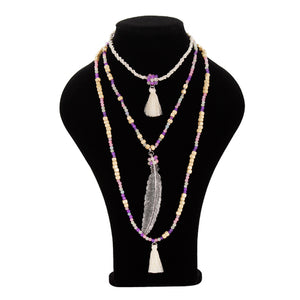 Collar Con Cuenta Redonda Y Dije Pluma