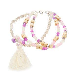 Pulsera Con Cordon Encerado Y Cuenta Redonda Brillante