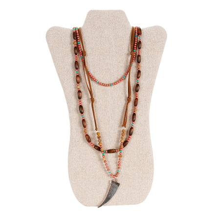 Collar Con Perla Con Destellos, Rondel Y Cordon Imitacion Piel