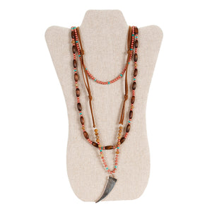 Collar Con Perla Con Destellos, Rondel Y Cordon Imitacion Piel