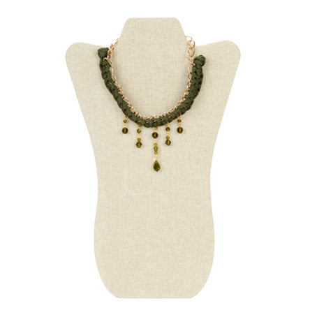 Collar De Cadena Con Cordón Y Cristales