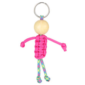 Llavero Con Muñequito De Cordón Y Cuenta Madera