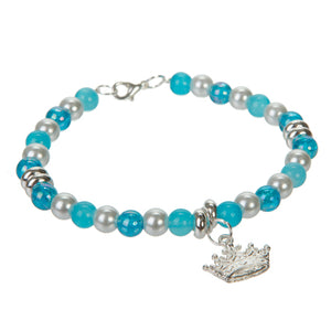 Pulsera Turquesa/Plata Con Dije Corona