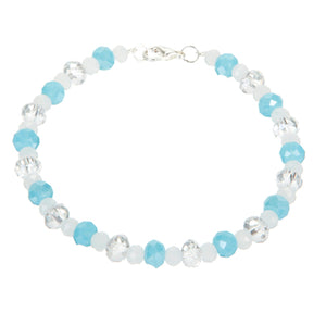 Pulsera De Rondeles Blanco, Cristal Y Azul