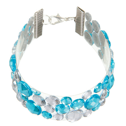 Pulsera Transparente Con Piedras Acrílicas Turquesa/Cristal