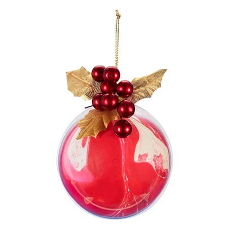 Esfera Transparente Con Globo Marmoleado Rojo