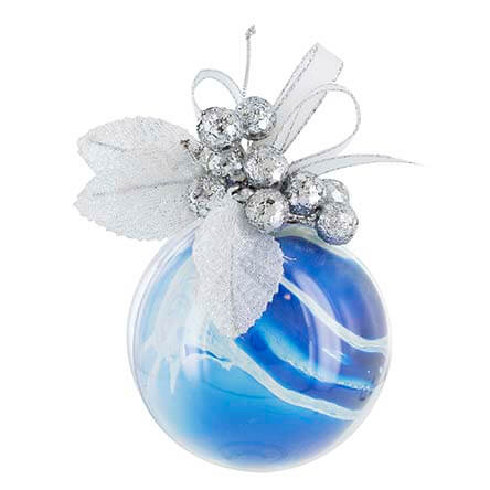 Esfera Transparente Con Globo Marmoleado Azul
