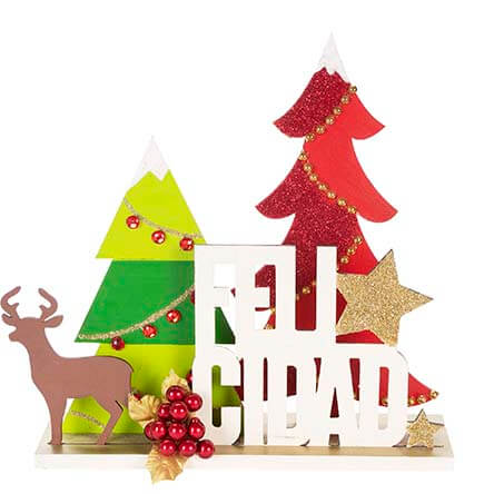 Madera Felicidad Con Ramo