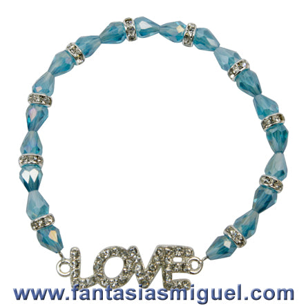 Pulsera Love C/ Cristal Gota Agua