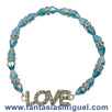 Fantasías Miguel Clave:IP1056 Pulsera Love C/ Cristal Gota Agua