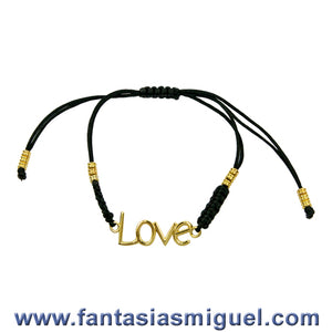Pulseera Love Oro C/ Cola De  Rata Negra